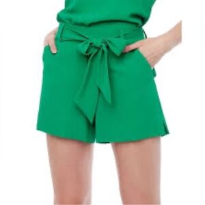 J. Crew Tie Waist Bow Cotton Linen Blend Kelly Green Short Elastic Women's 8